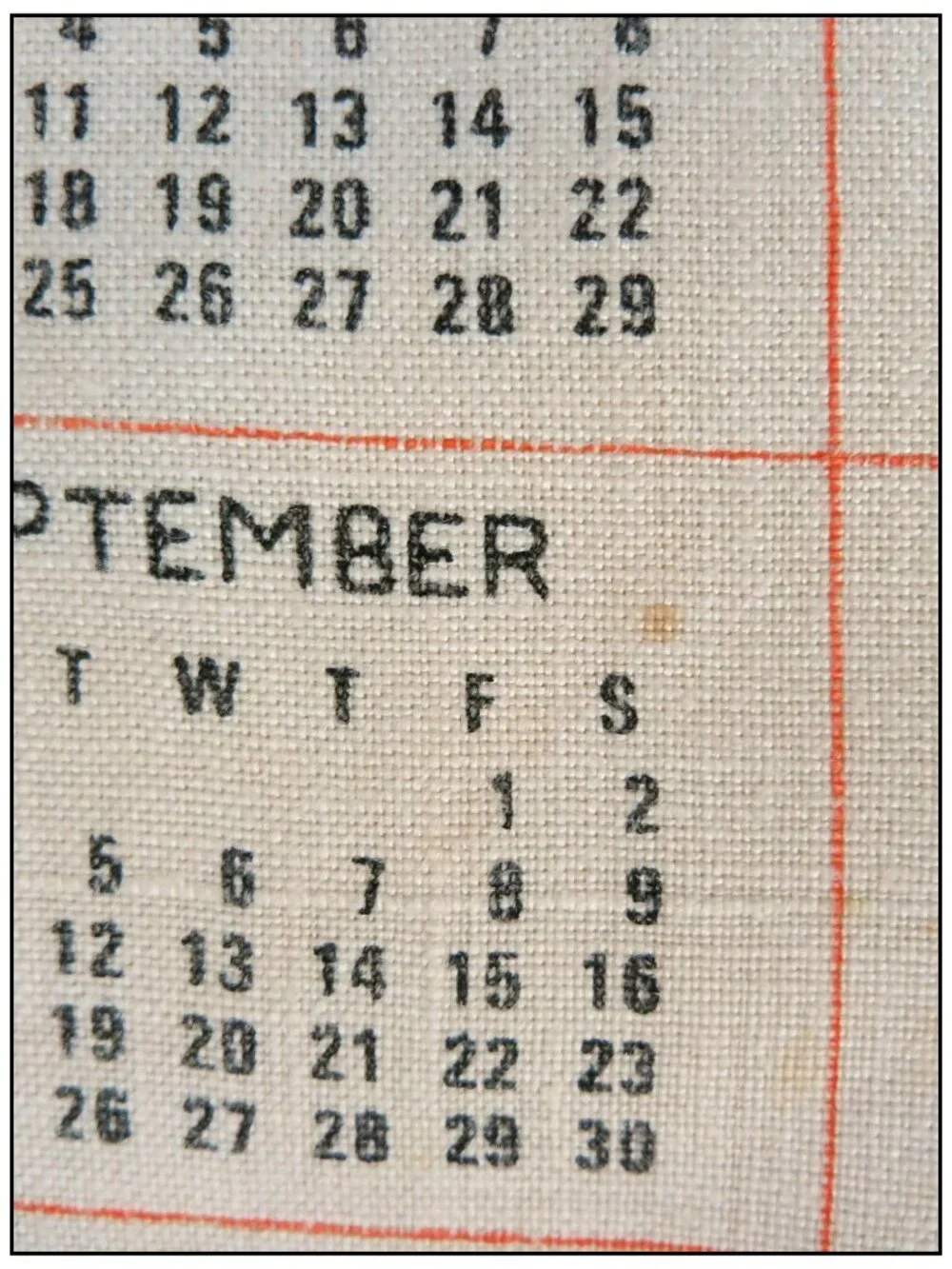 VINTAGE 1978 Linen Kitchen Calendar Tea Towel Butter Churn Coffee Pot Eagle
